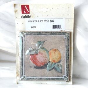Daltile Red and Orange Ceramic Decor Tile 6x6 Deco A Red Apple 5202 USA Made
